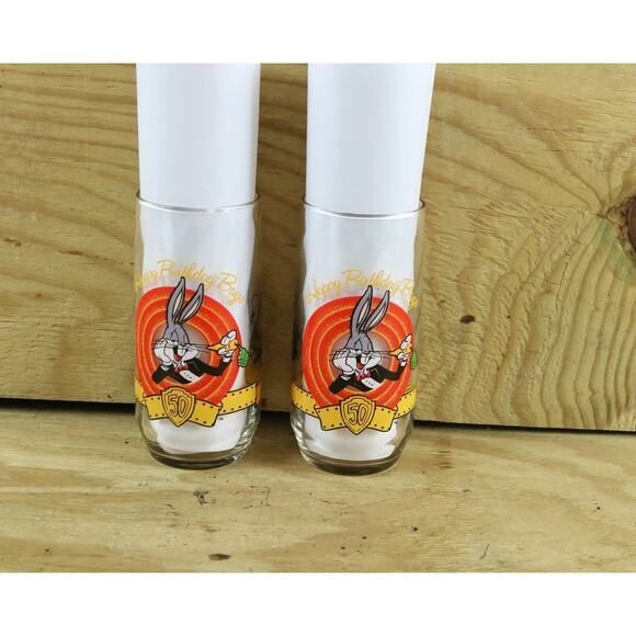 Bugs Bunny Happy Birthday 1990 Black Bomber Satin Jacket S XXL Vintage 2 Glasses - Picture 5 of 16